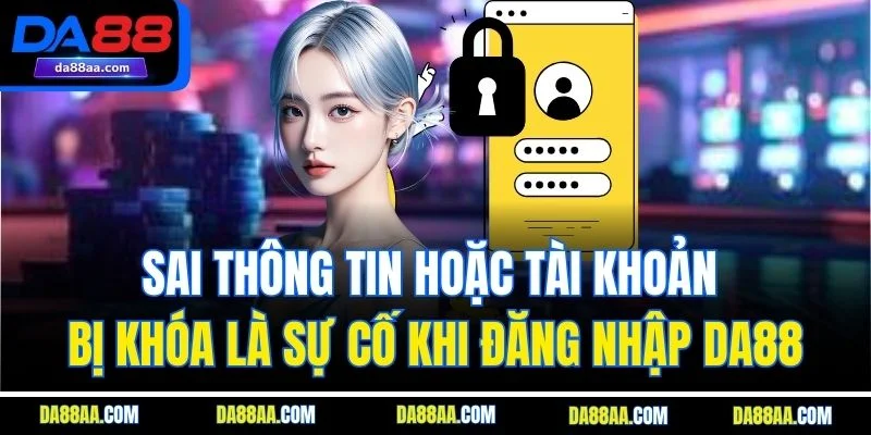 Sai thông tin hoặc tài khoản bị khóa là sự cố khi đăng nhập DA88